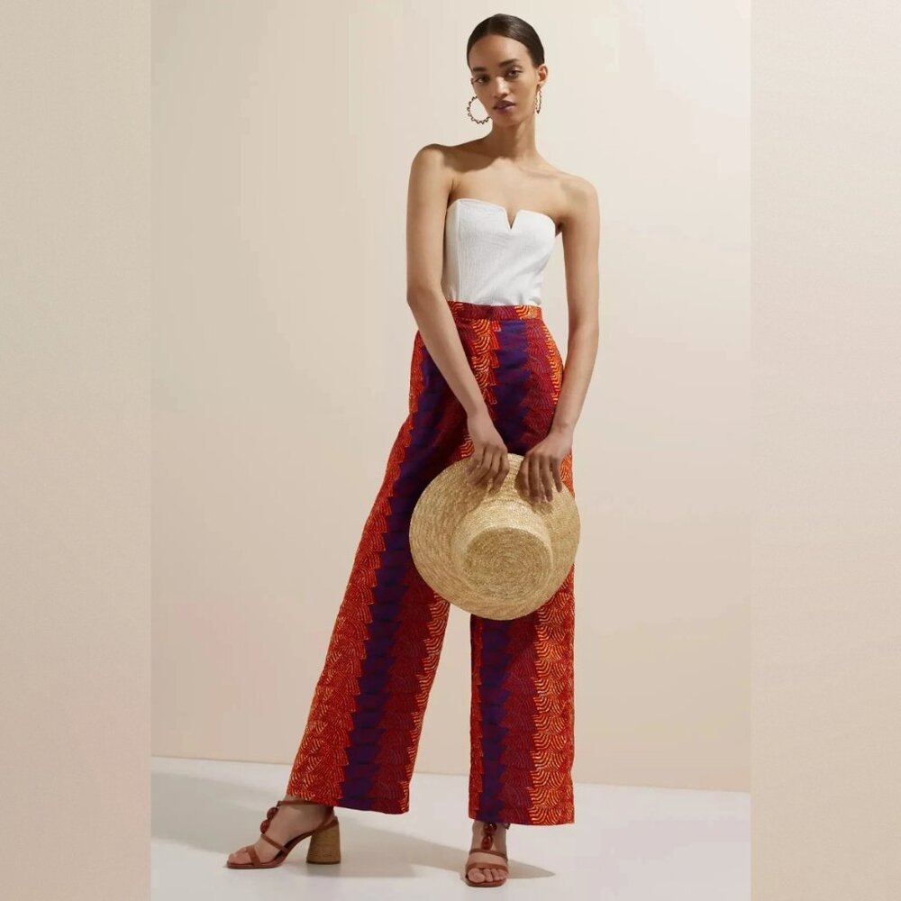 Anthropologie SIKA Abstract Wide-Leg Trousers Sz 4
